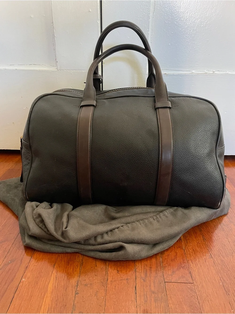 Tom Ford Dark Brown Pebbled Leather Duffel